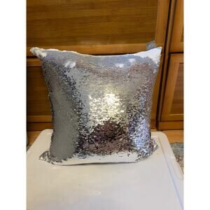 Aviva Stanoff Silver Sequin Throw Pillow Reversible Mermaid Pillow Decor